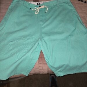 Men's lrg Aqua blue khaki cut off Shorts with drawstring